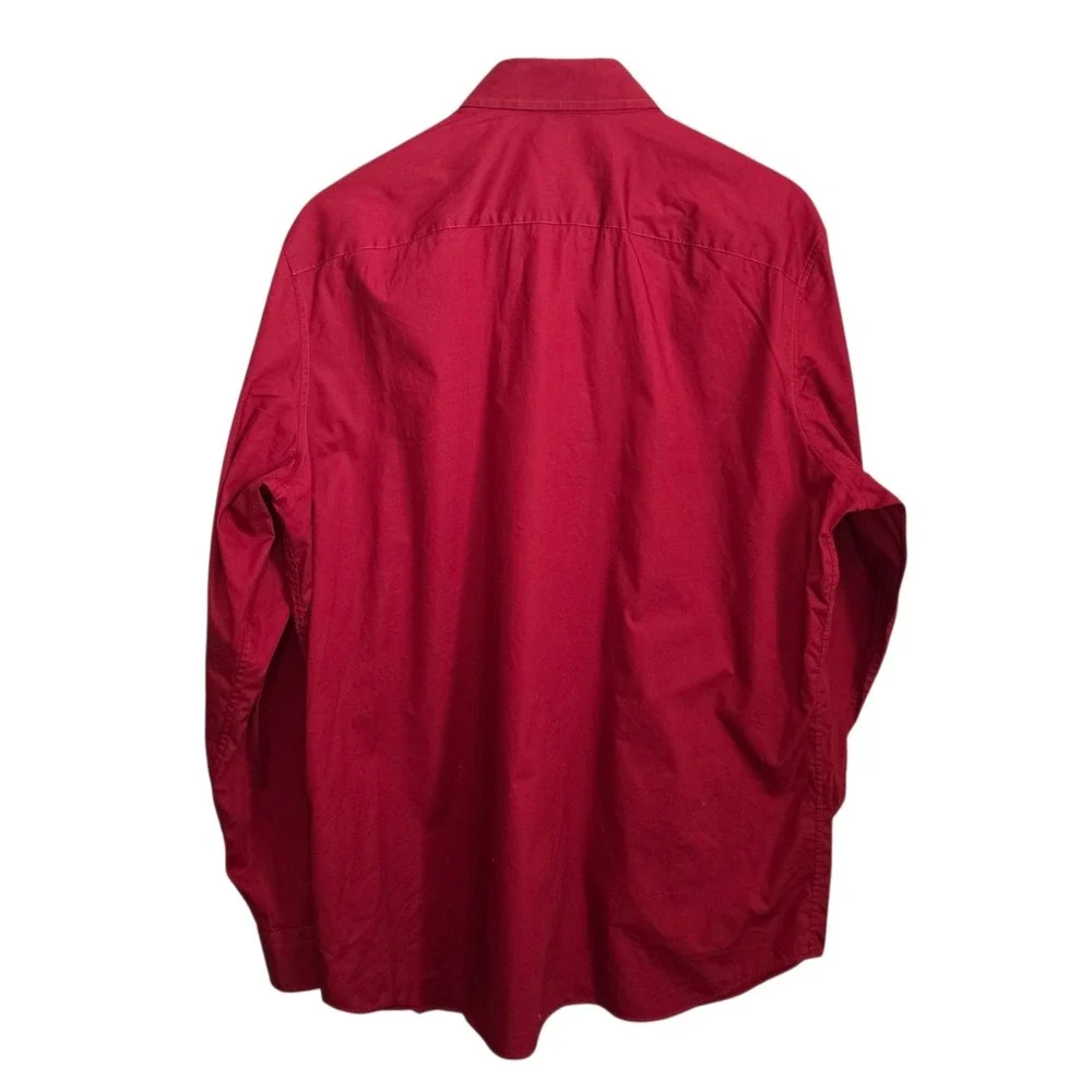 Banana Republic Dress Shirt Mens 17-17.5 XL Burgundy Button Slim Fit Career